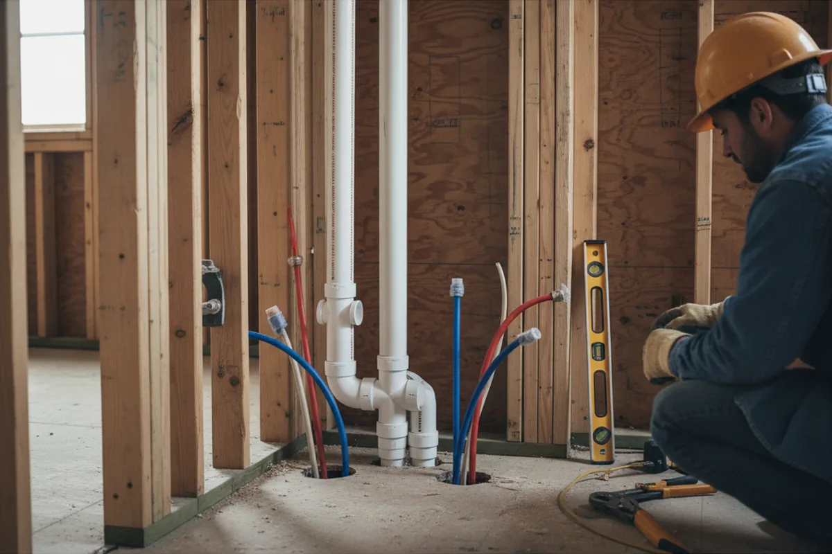 Drain and supply rough-in during Drain Cleaning in San Francisco